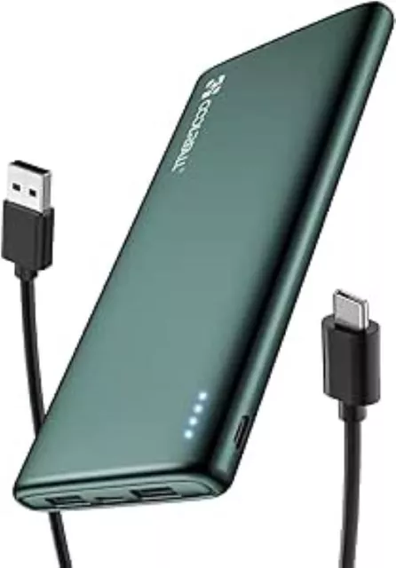 Batterie Externe 10000mAh, Charge Rapide USB-C Sortie/Entrée (3.0A) 2 Ports USB