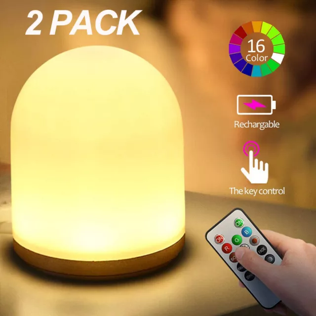 2x LED Night Light Colorful Dimmable Kids Bedside Timer Warm White Lamp Gift AU