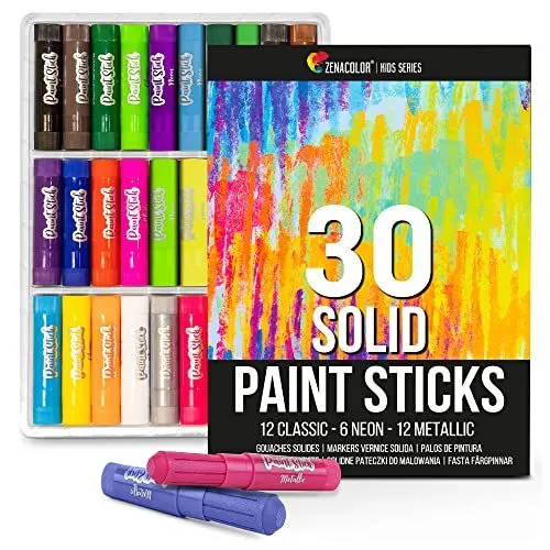 Coffret 30 Color Stick Solide de Peinture Gouache Enfant - Kit Peinture Enfant -