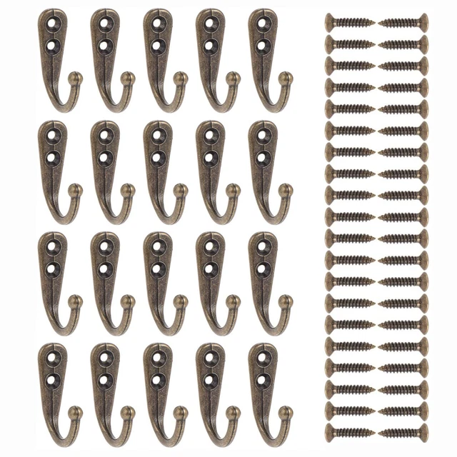 20pcs Hanging Metal Single Hook Clothes Hat Coat Robe Wall Door Hangers Hooks US