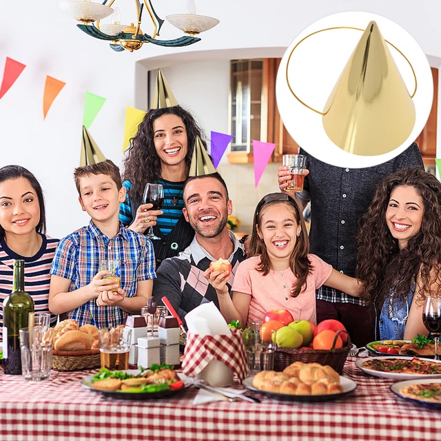 8 Pcs Cartoon Birthday Hats Champagne Gold Party Hat Party Hats Adults Props