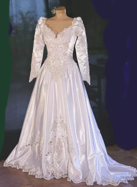 Abito da sposa B21 Mori Lee con traino braccio lungo taglia 38 colore bianco