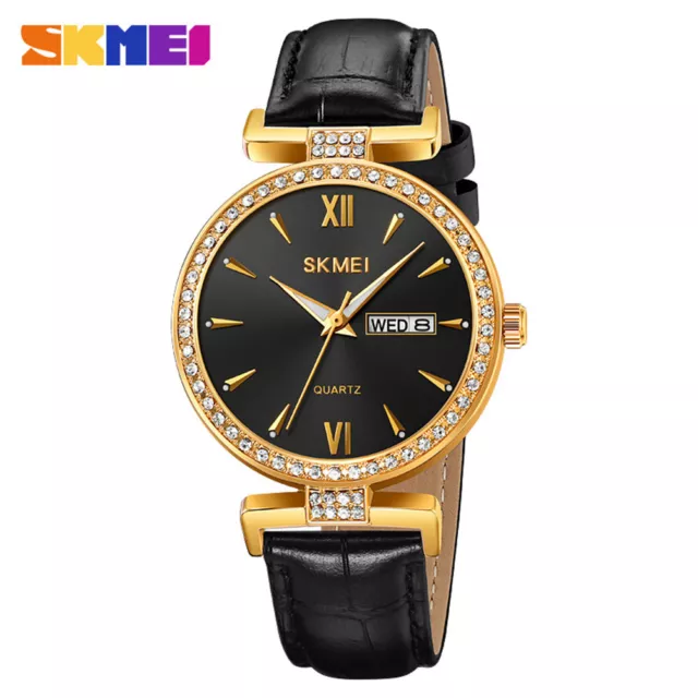 SKMEI Orologi Donna Strass Orologio da polso Numeri Romani Donna Pelle Orologio