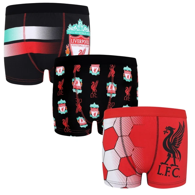 LIVERPOOL FC BOYS Boxer Shorts 3 Pack Crest Kids OFFICIAL Football Gift Â£17.99 - PicClick UK