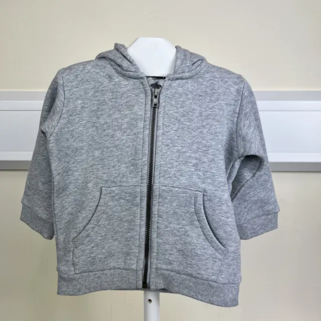M&S Baby Jungen Mädchen grau Basic Sweatshirt mit Reißverschluss Kapuzenjacke UK 6-9 Monate