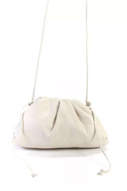 Bottega Veneta Womens Beige Leather Kiss Lock Pouch Clutch Crossbody Bag Handbag 2