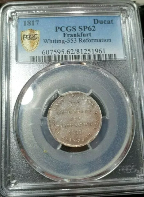 PCGS SP 62 Frankfurt 1817 Unc 1 Ducat Pattern Silver Coin Nice Patina ...
