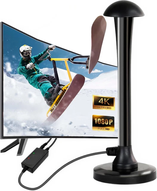 Antenna TV Digitale Interna - Ricezione 4K 1080p Con Base Magnetica
