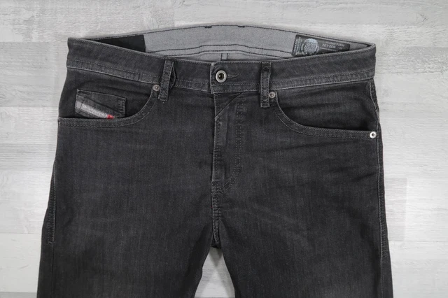 MENS DIESEL THOMMER Stretch Slim Skinny Black Jeans W32 L31 Wash