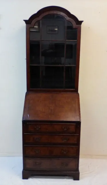 Burr Walnut Dome Topped Bureau Bookcase