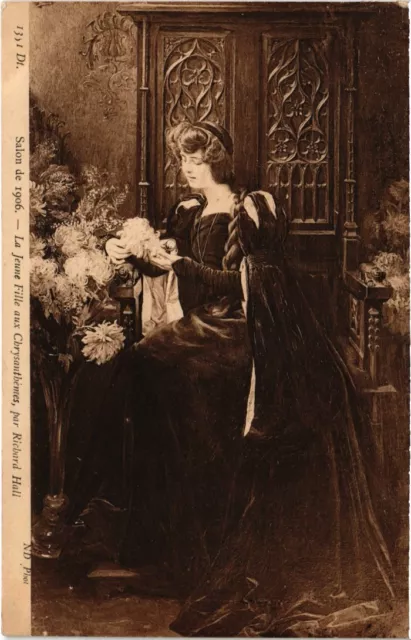 CPA AK La Jeune Fille aux Chrysanthemes - Richard Hall PARIS SALON (1356002)