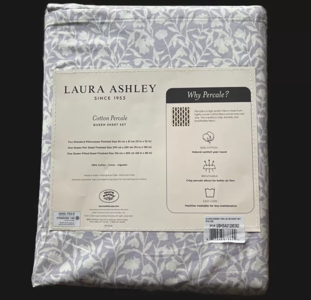 NEW 4pc Laura Ashley Queen Sheet Set ALICES GARDEN Cottage Floral Pastel Colors 2