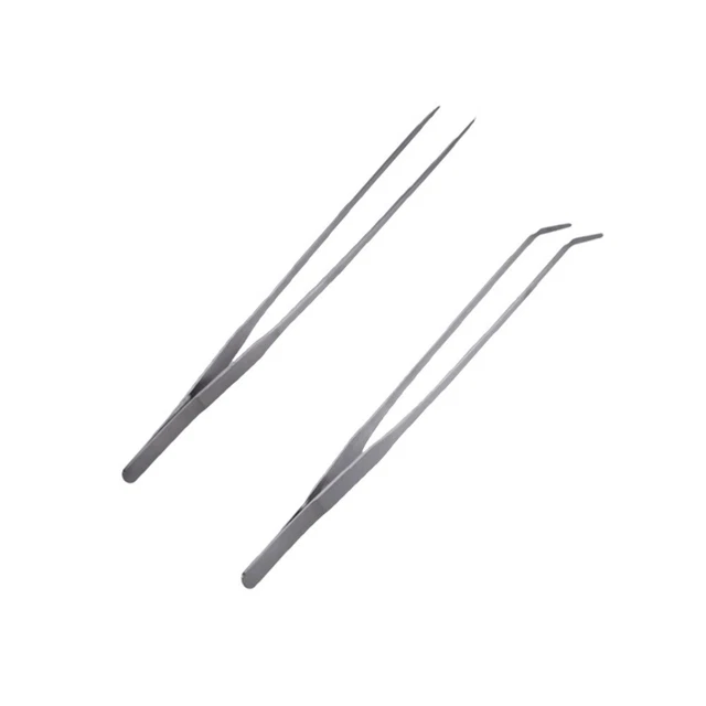 2 piezas de acero inoxidable 27 cm pinzas rectas y torcidas tanque acuático
