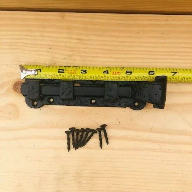 Iron Flat Sliding Lock Cabinet Door Cupboard Bolt Slide Latch Barn Black Secure 2