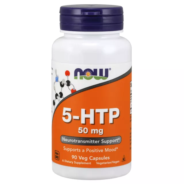 NOW Foods 5-HTP 50mg 90 pflanzliche Kapseln | Angst Schlaf Schlaflosigkeit Depression