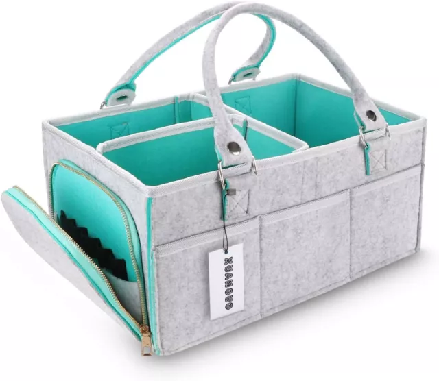 Baby Diaper Organizer with Handle Stuff Nursery Storage Basket Portable Tote Bag
