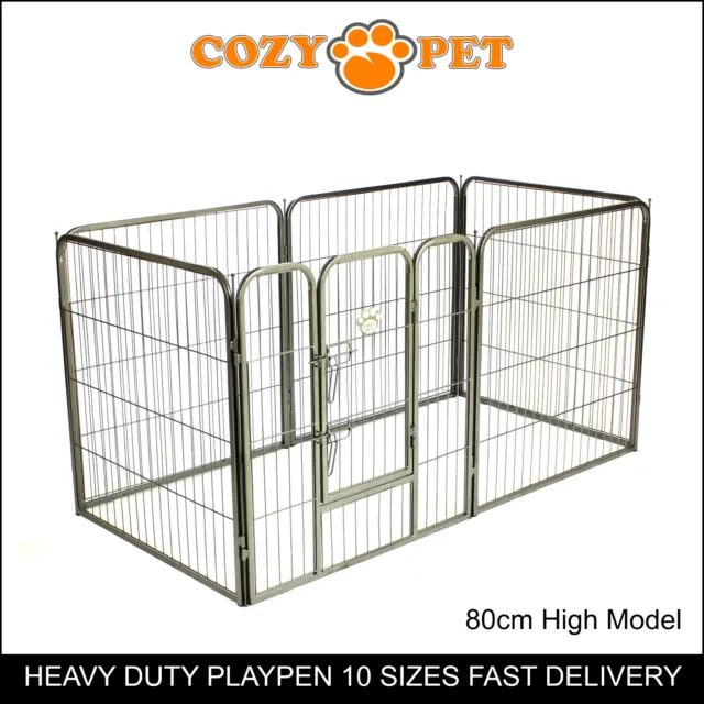 Heavy Duty Cozy Pet Puppy Playpen 80cm High 6 Panel Run Crate Pen Dog Cage