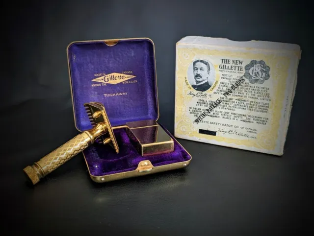 1920 Vintage Gillette Tuckaway Double Edge Safety Razor Case and serial matching