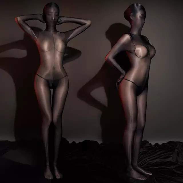 Lingerie Zentai Catsuit Donna Lucido Lucido Corpo Lucido Pieno Lingerie Vedere Attraverso Body