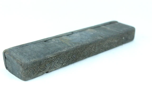 Antiguo Indio Madera Mano Pulsar Pequeño Sello Fino Detallado Tela Diseño