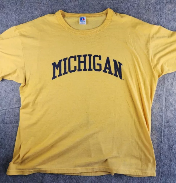 VINTAGE MICHIGAN WOLVERINES Russell Athletic T Shirt Single Stitch ...