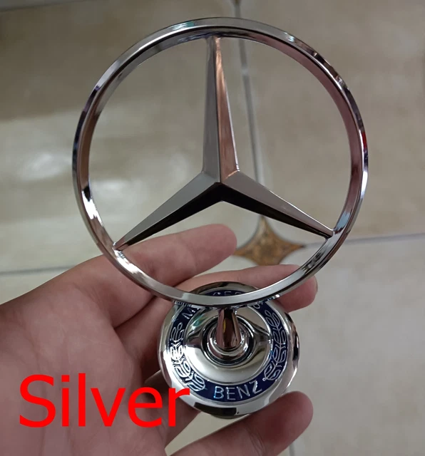 For Mercedes Benz C E S Series Front Star Hood Logo Bright 3D Black Emblem Badge