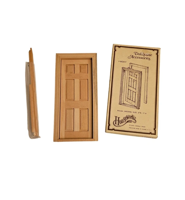 Dollhouse Miniature Wooden Door Unpainted 6 Panel Interior 1:12 Houseworks 6007