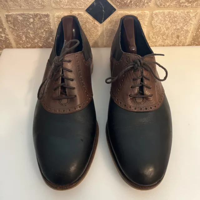 COLE HAAN CARTER Saddle Oxfords Dress Shoes Men 11.5 M Black Brown 2 ...