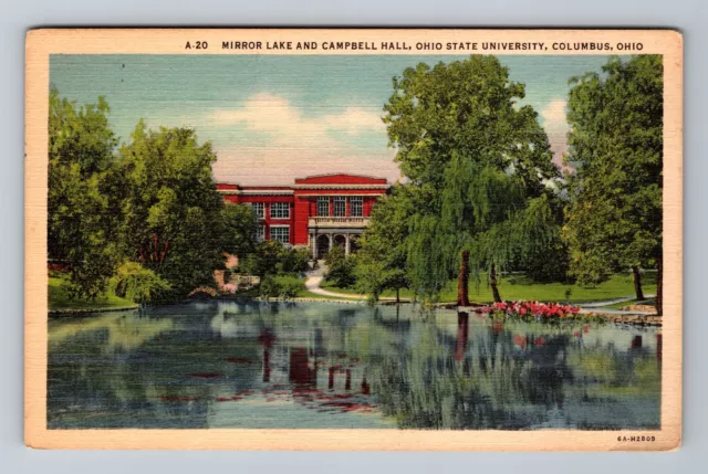 Columbus OH-Ohio, Mirror Lake, Ohio St University, c1987 Vintage Postcard