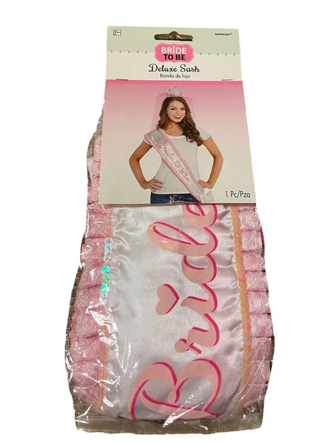 Bride To Be Deluxe  Decorated Sash Pink Lace And Frills  30 Inch Long By Amscan