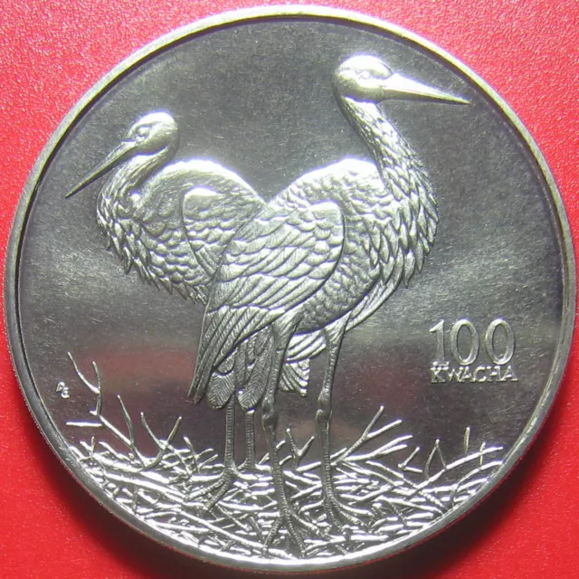 1998 ZAMBIA 100 KWACHA STORK STORKS BIRD AFRICAN WILDLIFE RARE CU-NI (no silver)