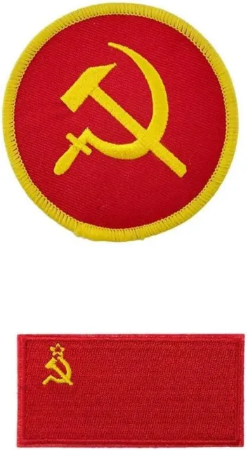 Communist Hammer and Sickle Russia Soviet Union Flag Embroidered Iron on Patch