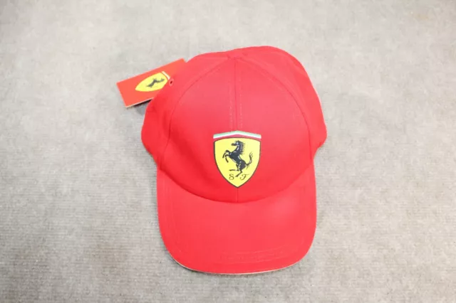 Red Ferrari & Shell F1 Snap Back l One Size Adjustable Solid Red   New With Tags