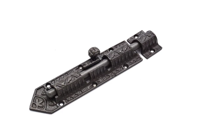 6" Slide Bolt Latch Antique Style Victorian Latch  Cabinet Latch Forge Iron