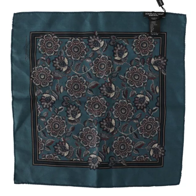 Dolce&Gabbana Men Multicolor Handkerchief 100% Silk Floral Print Square Kerchief