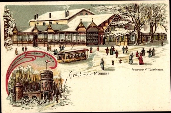 Litho Duisburg im Ruhrgebiet, Monning, Gastwirtschaft, Winter,... - 3402605