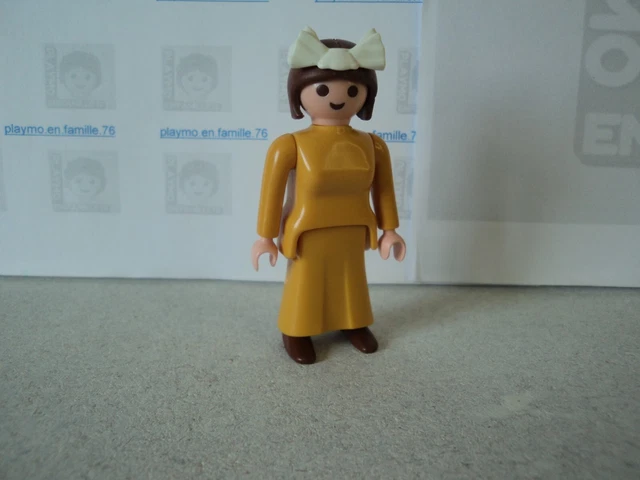 Figurine PLAYMOBIL Vintage Série Rose 1900 - Femme Avec Calèche, Bon état