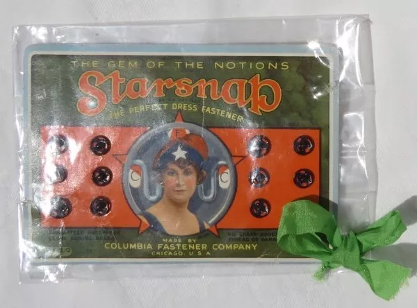 NEU Neu in Verpackung Vintage Starsnap 12 schwarze Druckknöpfe Befestigungen Notions Größe 2/0 volle Karte 3