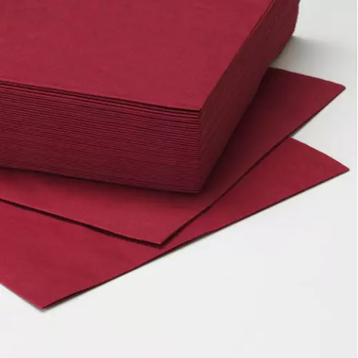 Fantastisk Paper Napkins 3 Ply Tissue Plain Red Colour Party 50 Pack IKea 40x40