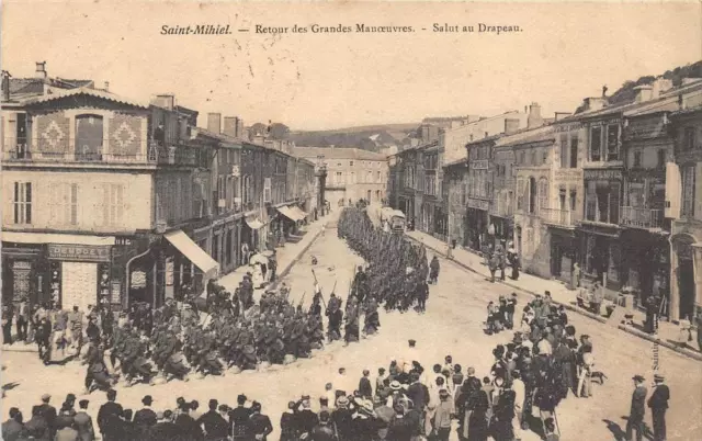 CPA 55 SAINT MIHIEL RETURN OF GREAT MANEUVERS SALUTE TO THE FLAG (animated