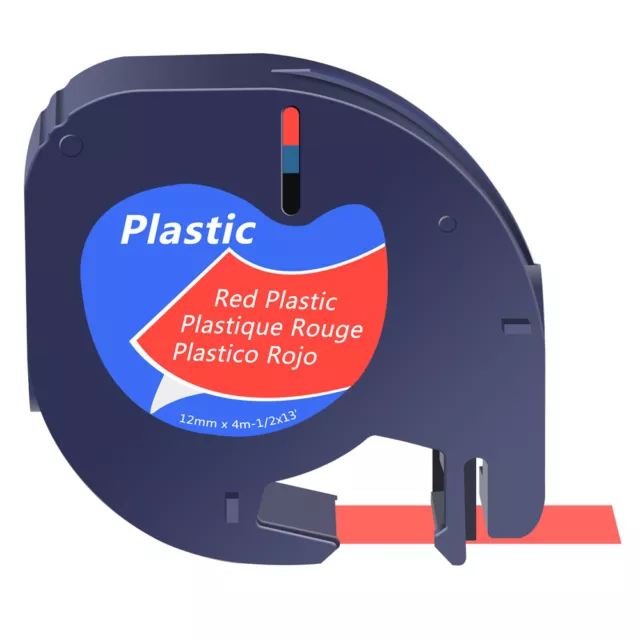 1PK Black on Red Tape Label for DYMO Letra Tag Lablemaker LT 91333 12mm 1/2"