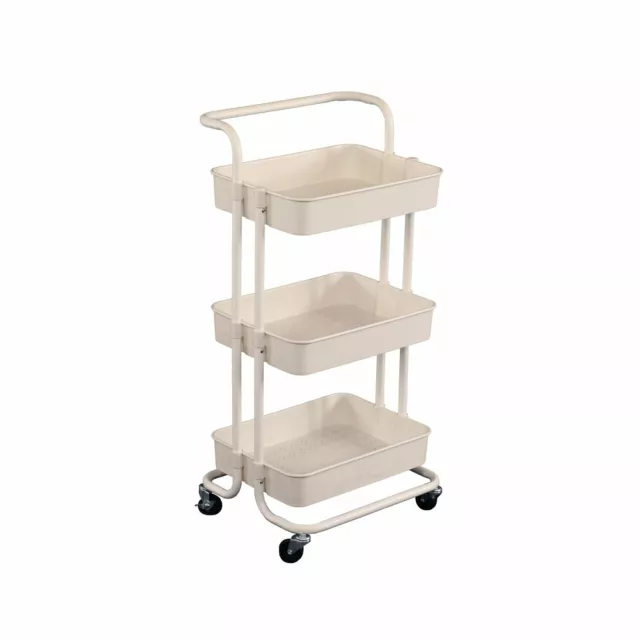 NEW! 3 Tier White Household Kitchen Bathroom Storage Trolley Cart Shelf