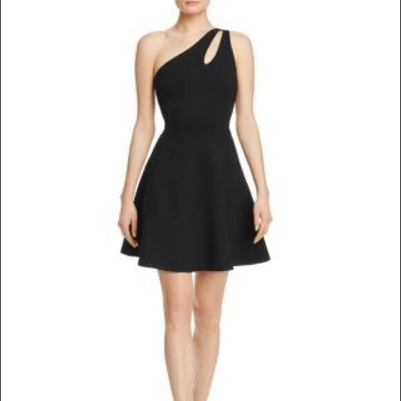 Aqua Womens One Shoulder Fit And Flare Dress Large