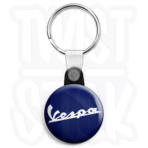 Vespa Classic Logo - Keyring Button Badge - 25mm Keyrings with Zip Pull Option