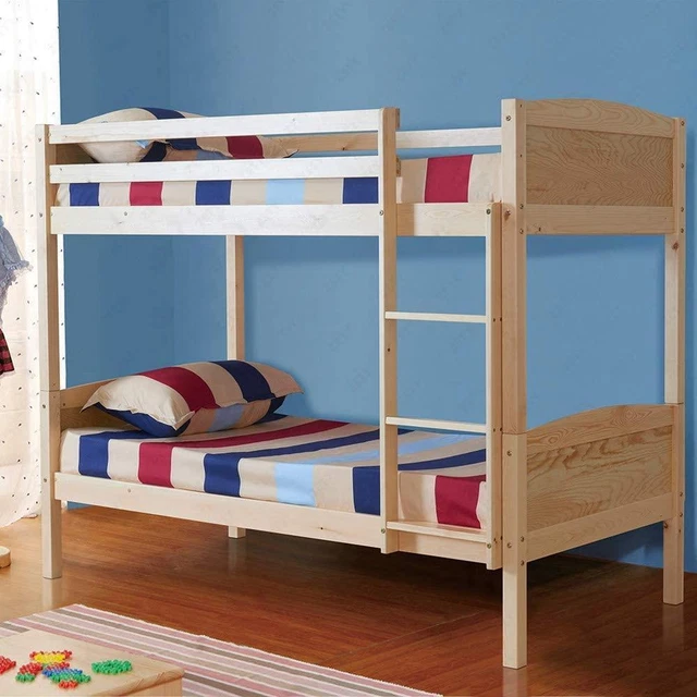 SOLID PINE WOOD Bunk Beds Frame with Ladder Twins Two 3Ft Single Bed