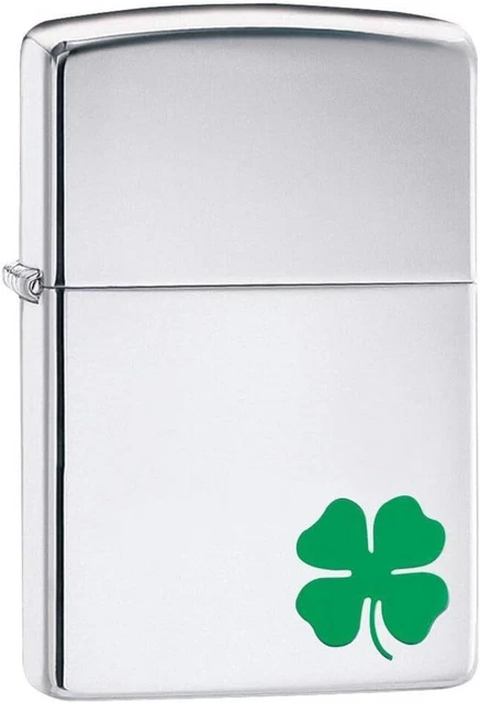 Accendino Antivento Zippo 24007 Quadrifoglio Luck Uomo Metal Argento