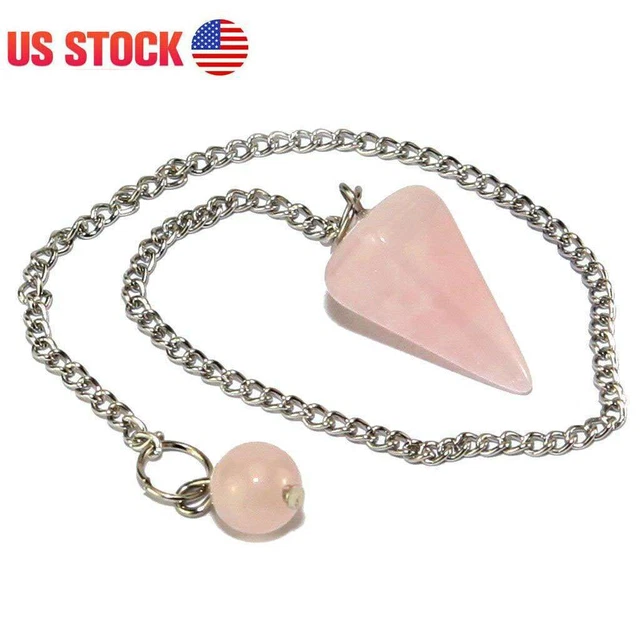 New Gemstone Quartz Crystal Pendulum Healing Stone Reiki Chakra Chain Pendant