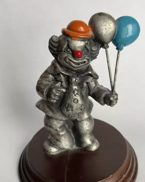 vtg George Good Judy Talbo Silver Cast Pewter Circus Clown With Balloons ~ 3”