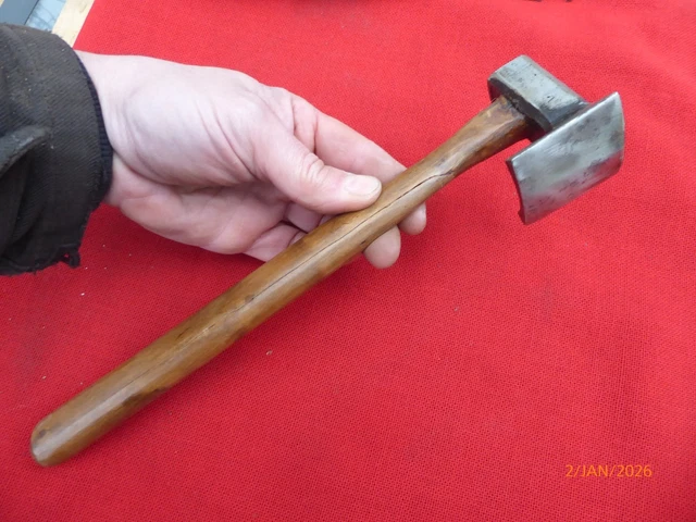 Ancien Marteau Droit – Manche 30 Cm – Tête Acier – Outil Vintage Sans Marque