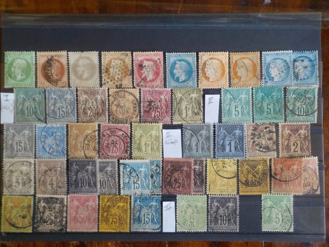 Lot De 75 Timbres Français Anciens – Années 30 à 50, Oblitérés, Bon état